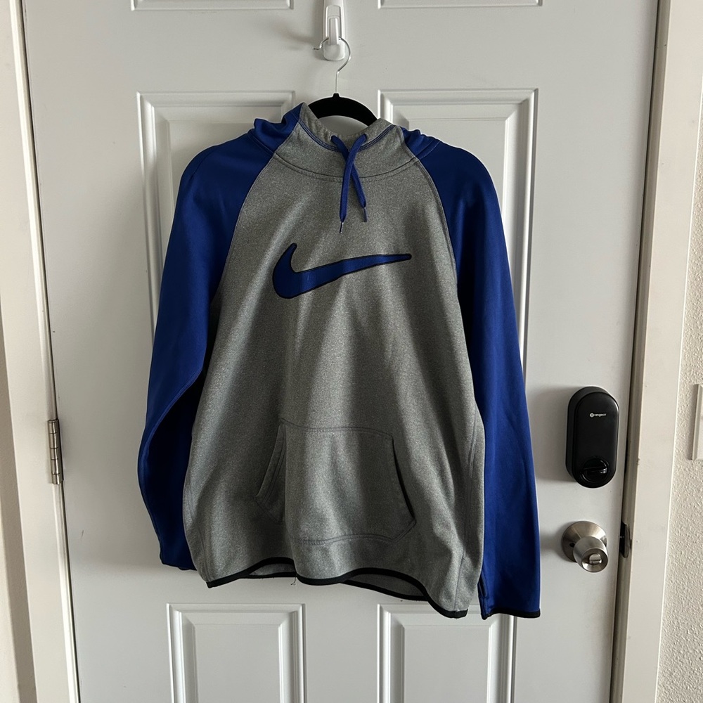 Nike Gray and Blue Pullover Hoodie